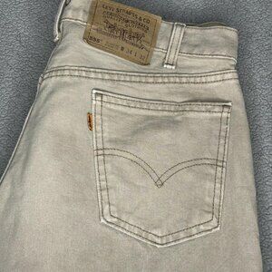 Levis 555 Jeans Mens 34x29.5 Tan Khaki Relaxed Fit Straight Leg Orange Tab USA